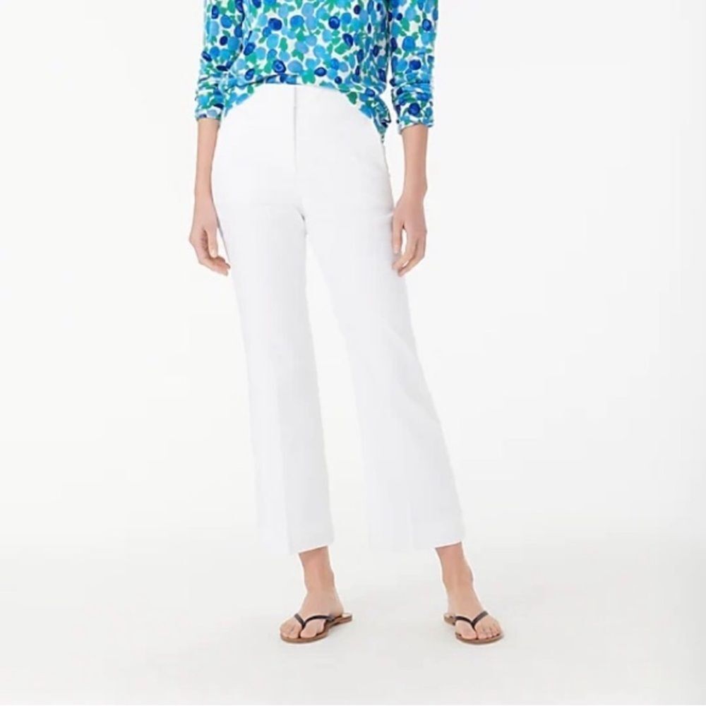 J. Crew White Cropped Wide-Leg Pants
